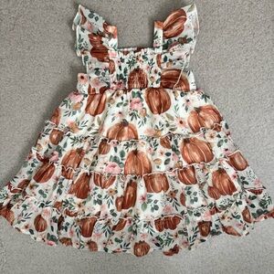 Cheeky Plum Simmer Brielle Girls Fall Thanksgiving Pumpkin Dress 2T